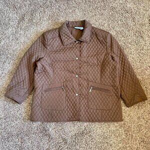 Jane Ashley Quilted Puffer Jacket Brown Women’s XXL Snap Button